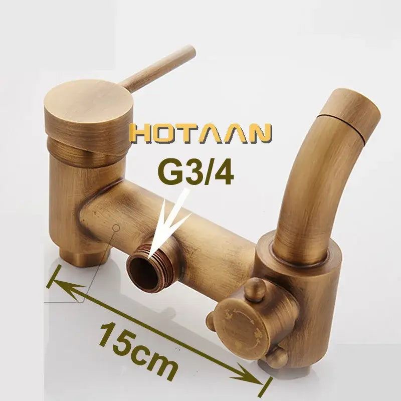 Brass-finished hotaan g3/4 single handle curved spout shower faucet in antic brass for decorbites concealed wall mounted use