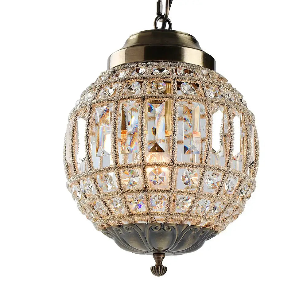Antique brass crystal empire ball chandelier with spherical frame and intricate lattice crystal rods for living room decorbites crystal empire