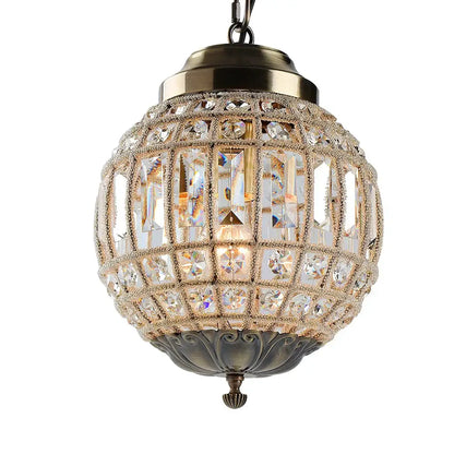 Antique brass crystal empire ball chandelier with spherical frame and intricate lattice crystal rods for living room decorbites crystal empire