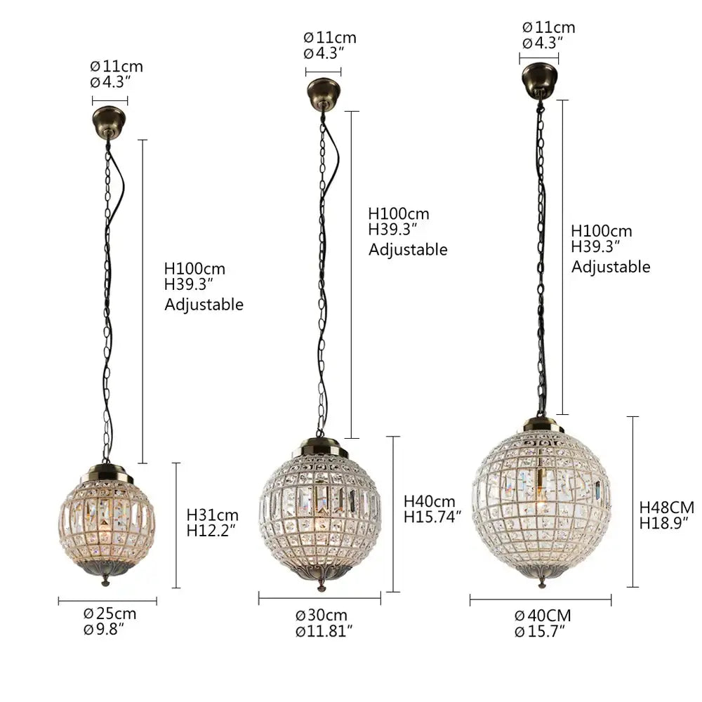 Three adjustable crystal empire ball pendant lights with brass finish for living room empire ball chandelier decorbites