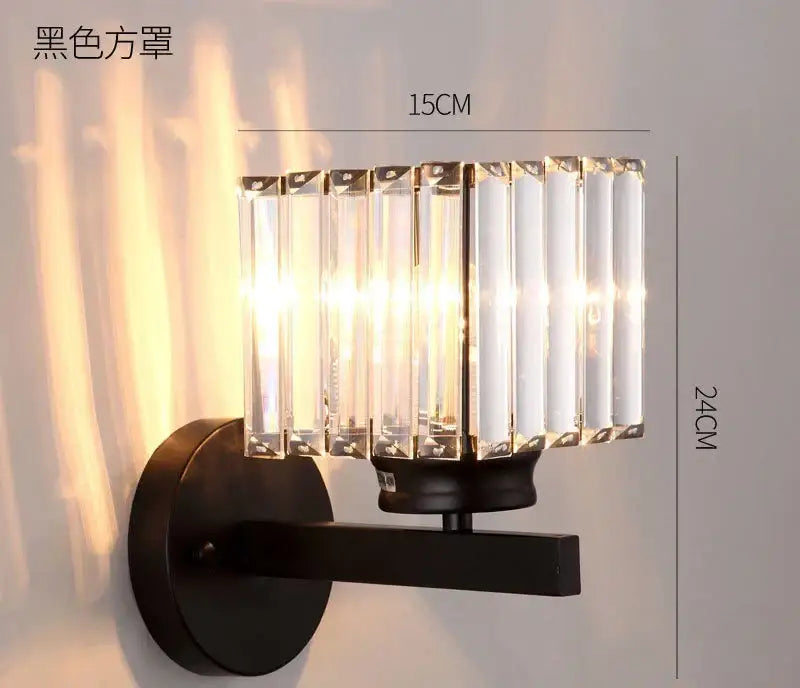 Black metal wall lamp with vertical crystal rods featuring decorbites crystal led for elegant living room decor