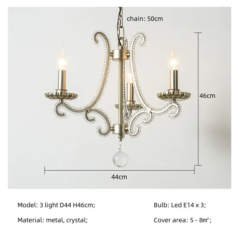 Antique brass decorbites crystal led chandelier with ornate metal arms and spherical crystal pendant for living room light