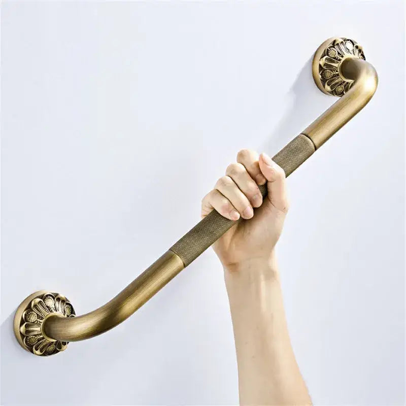 Antique brass floral hardware set bathroom double tier towel rack with ornate decorbites brass bathroom grab bar