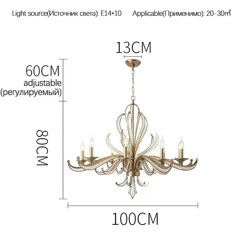 Antique brass french candle design pendant lighting with five crystal candle style lights for dining room decorbites french candle