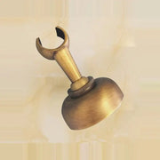 Antique brass curtain rod holder with curved hook and textured base for hand shower set bathroom installation