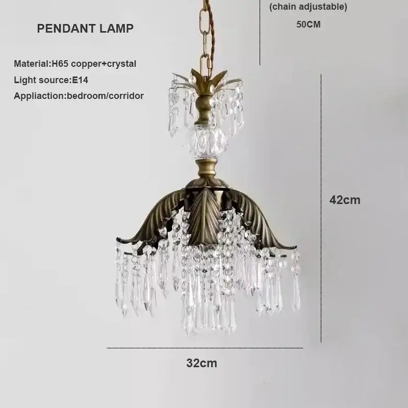 Antique brass pendant light shaped like a pineapple with cascading clear crystal droplets for bedroom decorbites brass pendant chandelier
