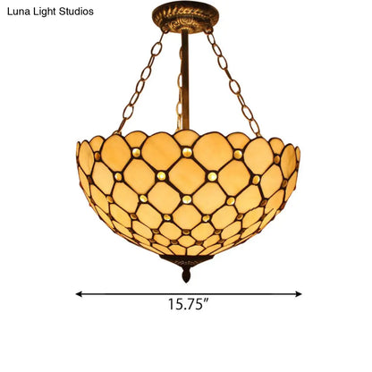 Lámpara de techo LED DecorBites™ de latón antiguo con pantalla de cristal artístico estilo Tiffany - Montaje semiempotrado para dormitorio