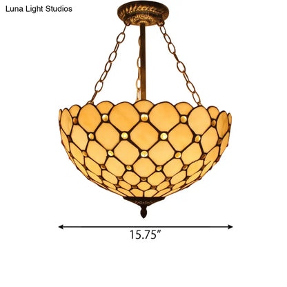 Lámpara de techo LED DecorBites™ de latón antiguo con pantalla de cristal artístico estilo Tiffany - Montaje semiempotrado para dormitorio