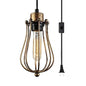 Antique Brass Metal Pendant Light Cage - Stylish Farmhouse Hanging Lamp Fixture with 1 Light