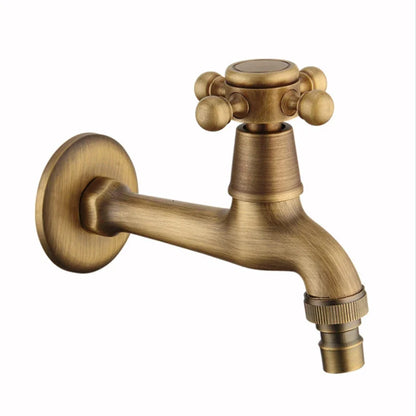 Antique brass outdoor single hole faucet with cross handle and brass housing material for garden and washing use