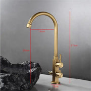 Brass outdoor faucet by decorbites with dual control knobs and curved spout in antique brass finish for kitchens