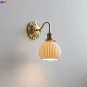Antique brass wall lights with ribbed frosted glass shade ideal for bedroom decorbites ceramic ball led lighting