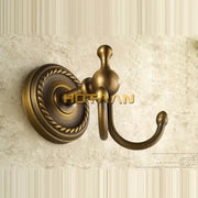 Antique brass rope wall hooks double coat hanger with ornate spherical finial for decorbites brass wall hooks
