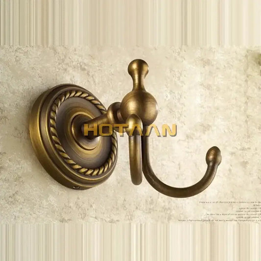 Antique brass rope wall hooks double coat hanger with ornate spherical finial for decorbites brass wall hooks
