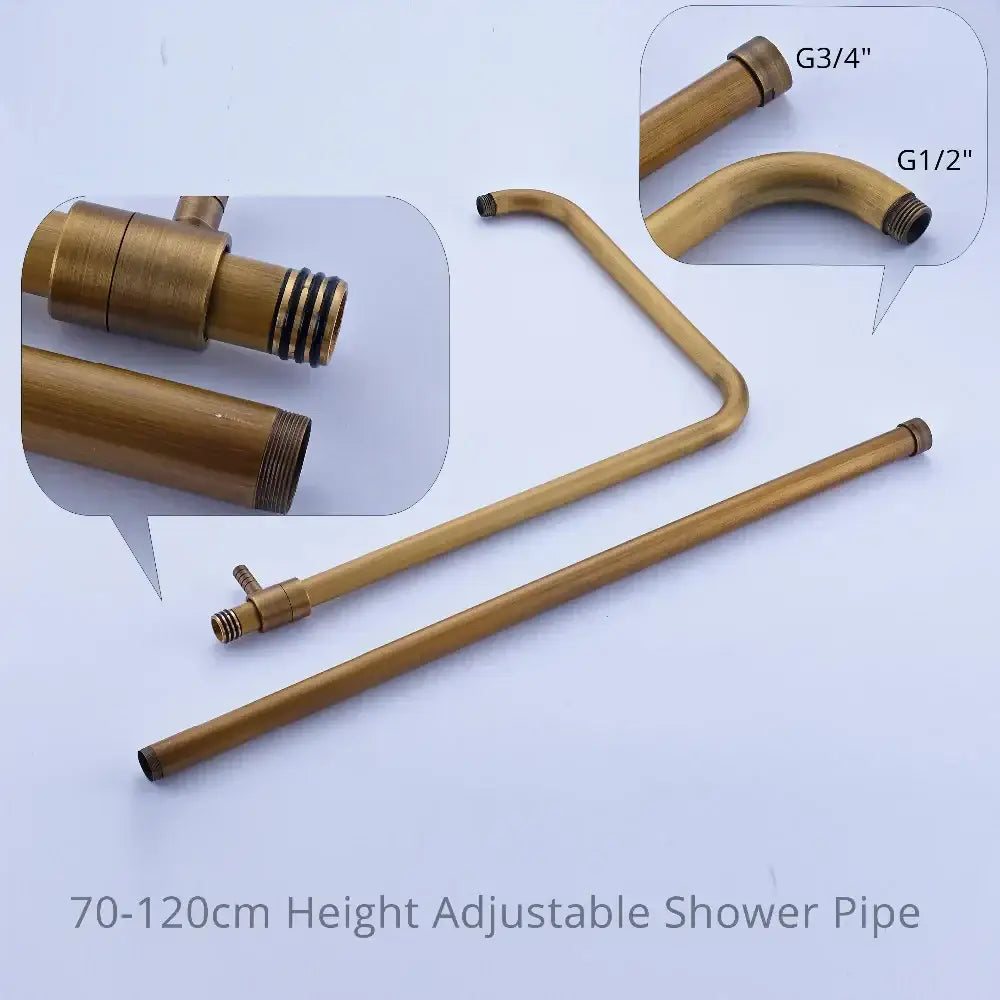 Adjustable shower pipe with brass antique finish and threaded fittings for decorbites brass antique shower set bathroom use