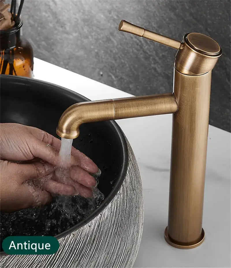 Antique brass single handle bronze basin faucet with tall sleek modern design for bathroom rotating mixer decorbites bronze basin faucet