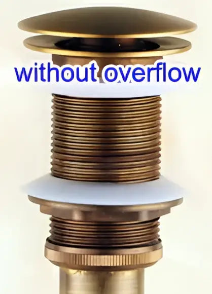 Antique brass sink drain with white rubber seal and threaded metal base for bathroom waste by decorbites brass pop