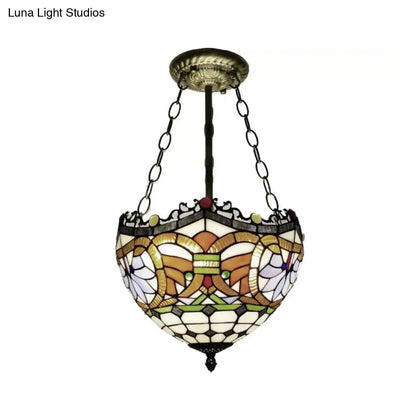 Lámpara de techo LED DecorBites™ de estilo victoriano en latón antiguo - Elegante plafón semiempotrado con pantalla invertida para dormitorio