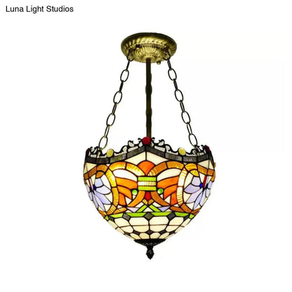 Lámpara de techo LED DecorBites™ de estilo victoriano en latón antiguo - Elegante plafón semiempotrado con pantalla invertida para dormitorio