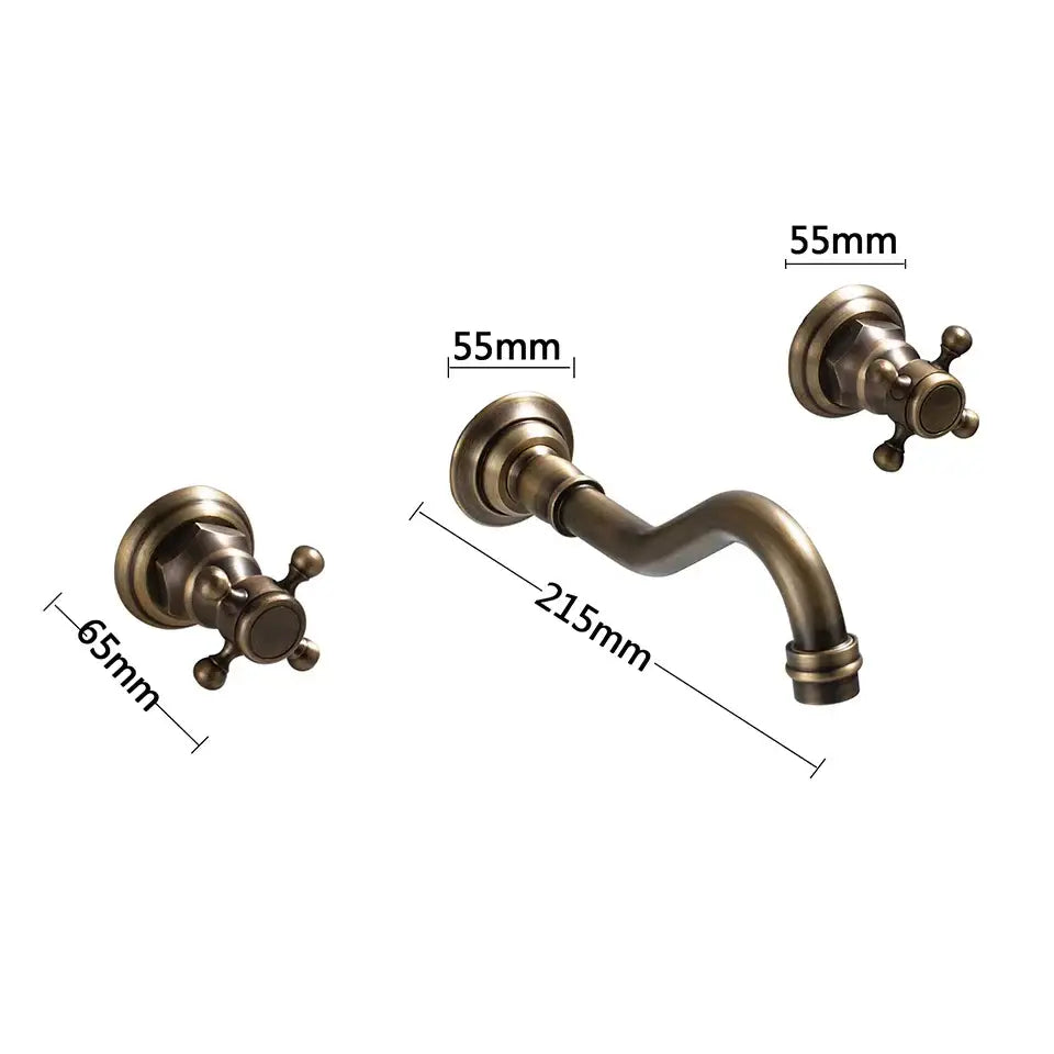 Antique brass wall mounted black basin faucet with curved spout and cross-handle knobs for bathroom decorbites black basin faucet