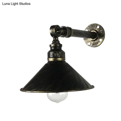 Aplique de pared antiguo de latón, estilo vintage, ideal para restaurantes. Pantalla cónica de metal, para una bombilla.