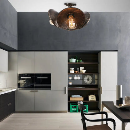 Lámpara de techo DecorBites™ en bronce antiguo/plata envejecida con elegante acabado de hierro forjado - 3 cabezales, montaje semiempotrado para vestíbulo