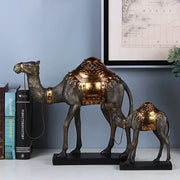 Antique bronze and gold camel dromedary indian style sculpture with intricate harness detailing for living room decorbites decor