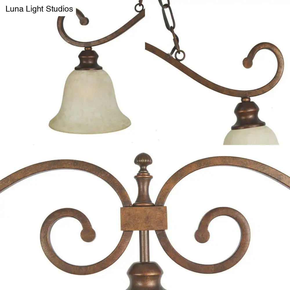 Antique brass-finished wrought iron pendant light with frosted white glass bell shades for dining room 220v-240v 110v-120v