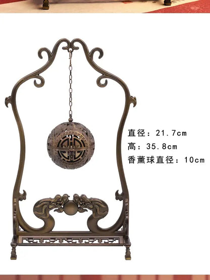 Antique bronze dragon alloy incense burner with intricate motifs and scrollwork stand for living room zen decorbites decor