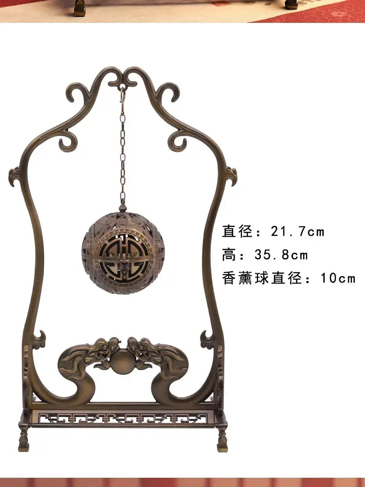 Antique bronze dragon alloy incense burner with intricate motifs and scrollwork stand for living room zen decorbites decor