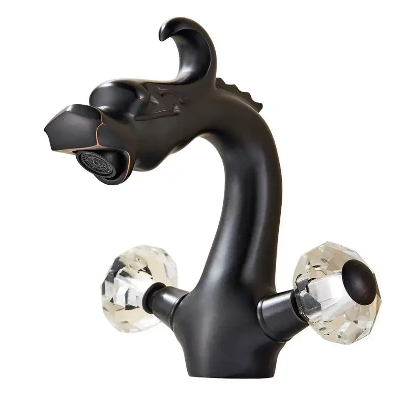 Black antique bronze basin faucet with dragon handle and crystal knobs decorbites dragon bathroom sink tap