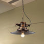 Antique Bronze Farmhouse Pendant Light - Wrought Iron with Flat Shade, 1 Light for Restaurants