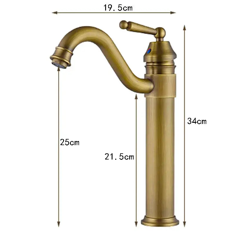 Antique bronze finish bathroom sink faucet with decorbites bronze finish and swivel curved spout in brass material