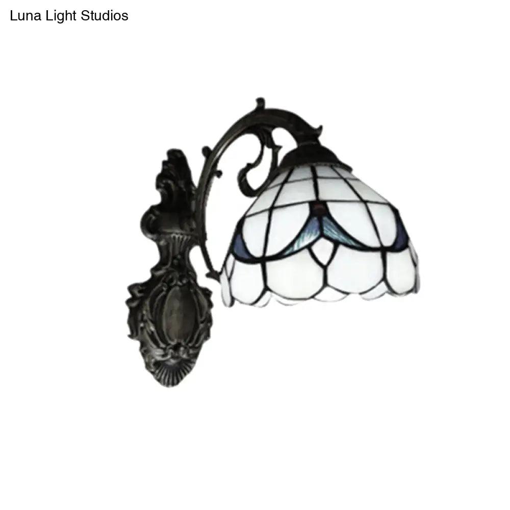 Aplique de pared para baño con motivo de tulipán y acabado en bronce antiguo - Aplique de pared estilo Tiffany