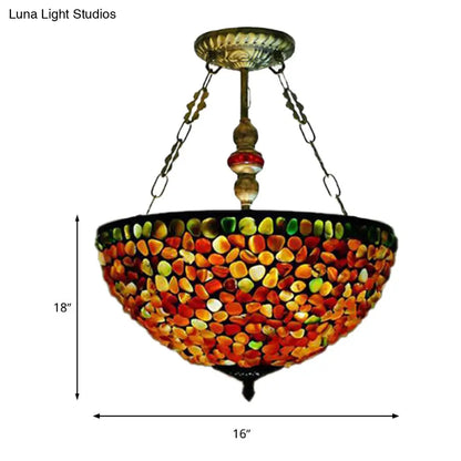 Lámpara de araña mediterránea antigua de bronce con pantalla de piedra - 2/3 luces, 30/40 cm de ancho