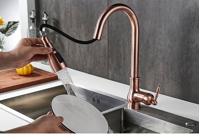 Antique Bronze Pull Out Kitchen Faucet