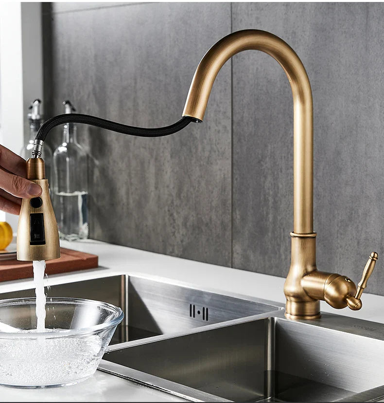 Antique Bronze Pull Out Kitchen Faucet