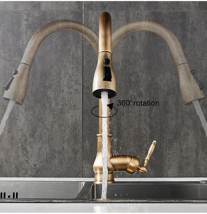 Antique Bronze Pull Out Kitchen Faucet