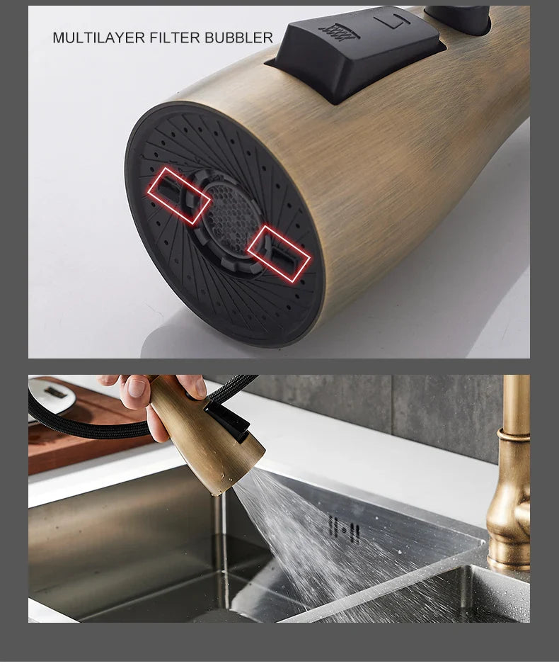 Antique Bronze Pull Out Kitchen Faucet