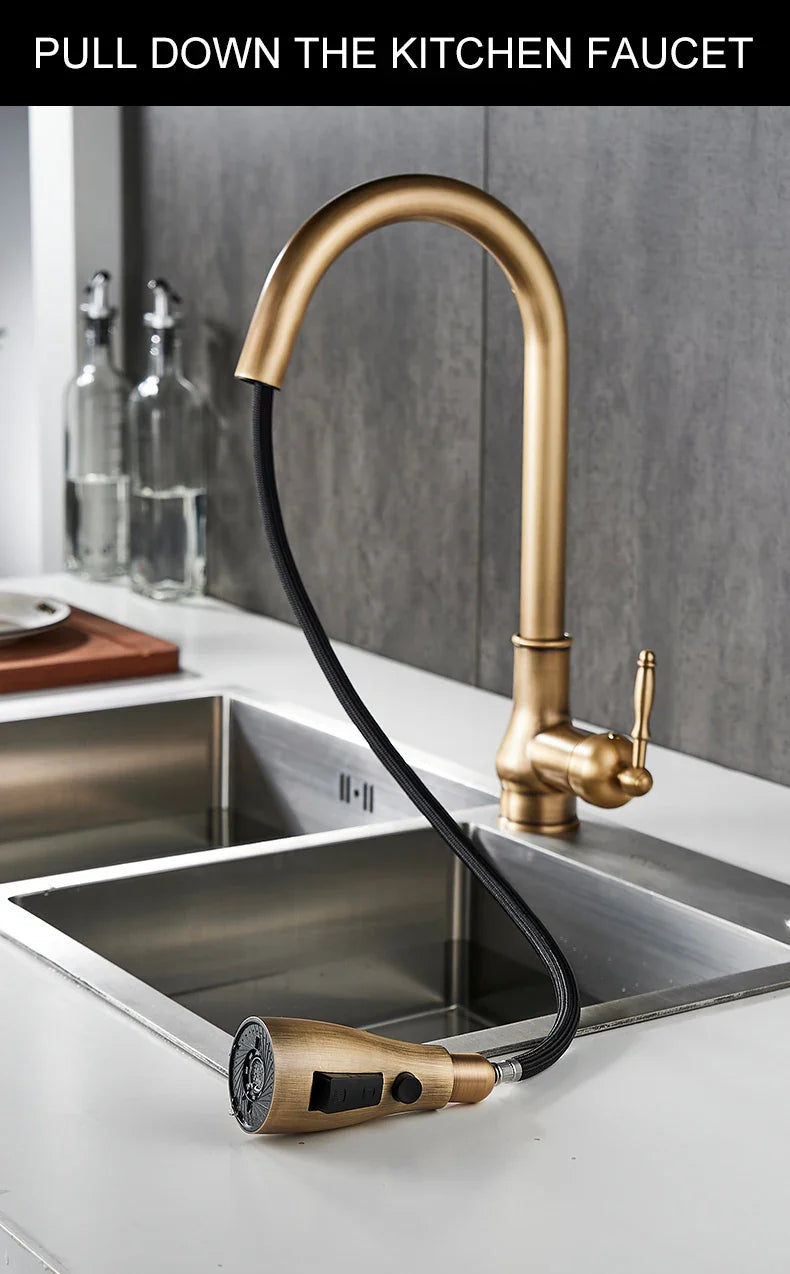 Antique Bronze Pull Out Kitchen Faucet