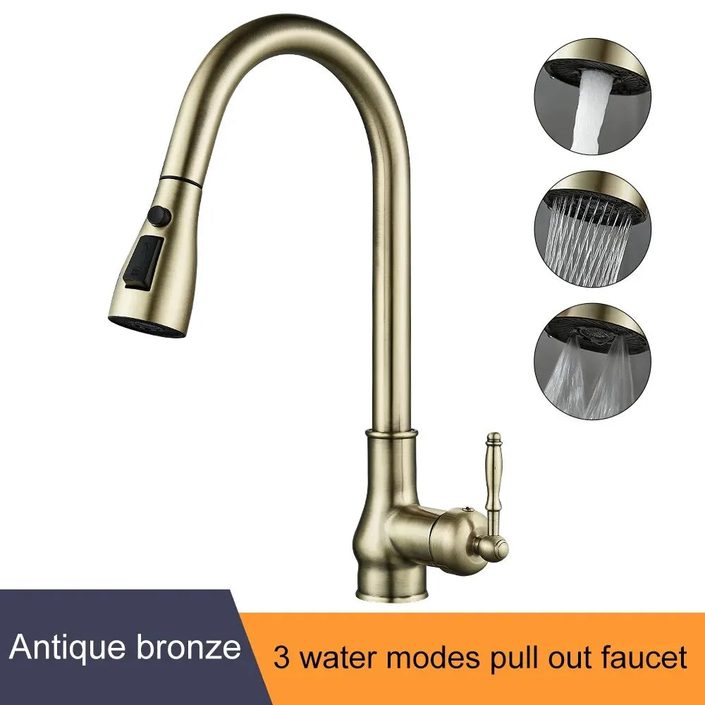 Antique Bronze Pull Out Kitchen Faucet - Antique bronze