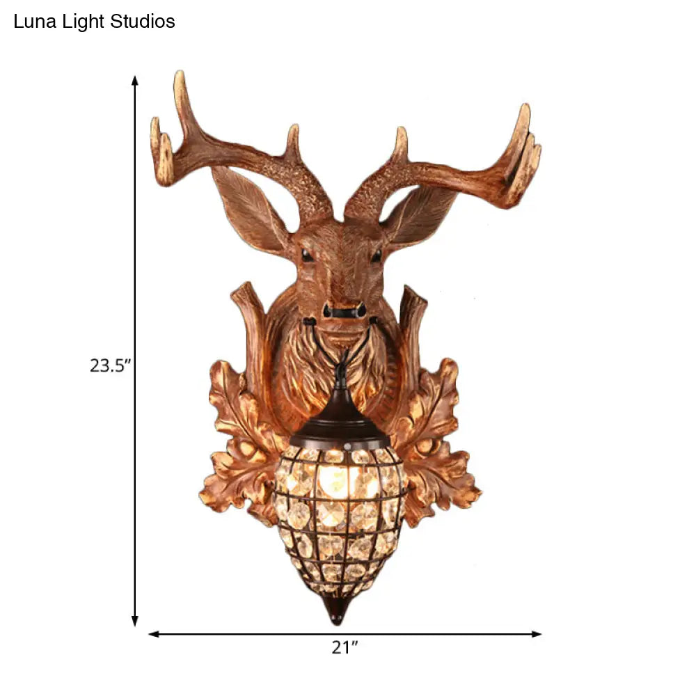 شمعدان حائطي عتيق من الراتنج البني مع غطاء على شكل قطرة ماء - إضاءة معاصرة لغرفة المعيشة بضوء واحد، عرض 10/17/21 بوصة