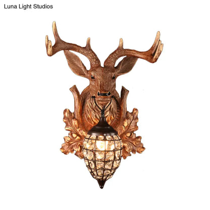 شمعدان حائطي عتيق من الراتنج البني مع غطاء على شكل قطرة ماء - إضاءة معاصرة لغرفة المعيشة بضوء واحد، عرض 10/17/21 بوصة