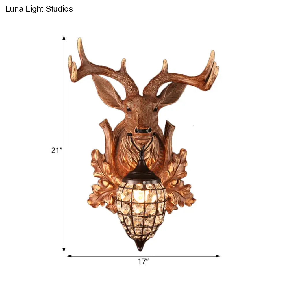 شمعدان حائطي عتيق من الراتنج البني مع غطاء على شكل قطرة ماء - إضاءة معاصرة لغرفة المعيشة بضوء واحد، عرض 10/17/21 بوصة