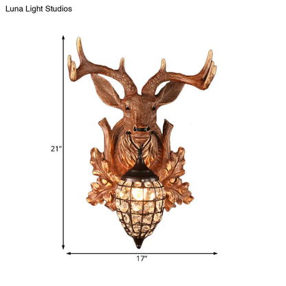 شمعدان حائطي عتيق من الراتنج البني مع غطاء على شكل قطرة ماء - إضاءة معاصرة لغرفة المعيشة بضوء واحد، عرض 10/17/21 بوصة