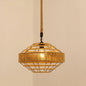 Antique Caged Pendant Light with Hemp Rope - Brown 1-Light Pendant for Restaurants