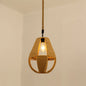 Antique Caged Pendant Light with Hemp Rope - Brown 1-Light Pendant for Restaurants