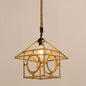 Antique Caged Pendant Light with Hemp Rope - Brown 1-Light Pendant for Restaurants