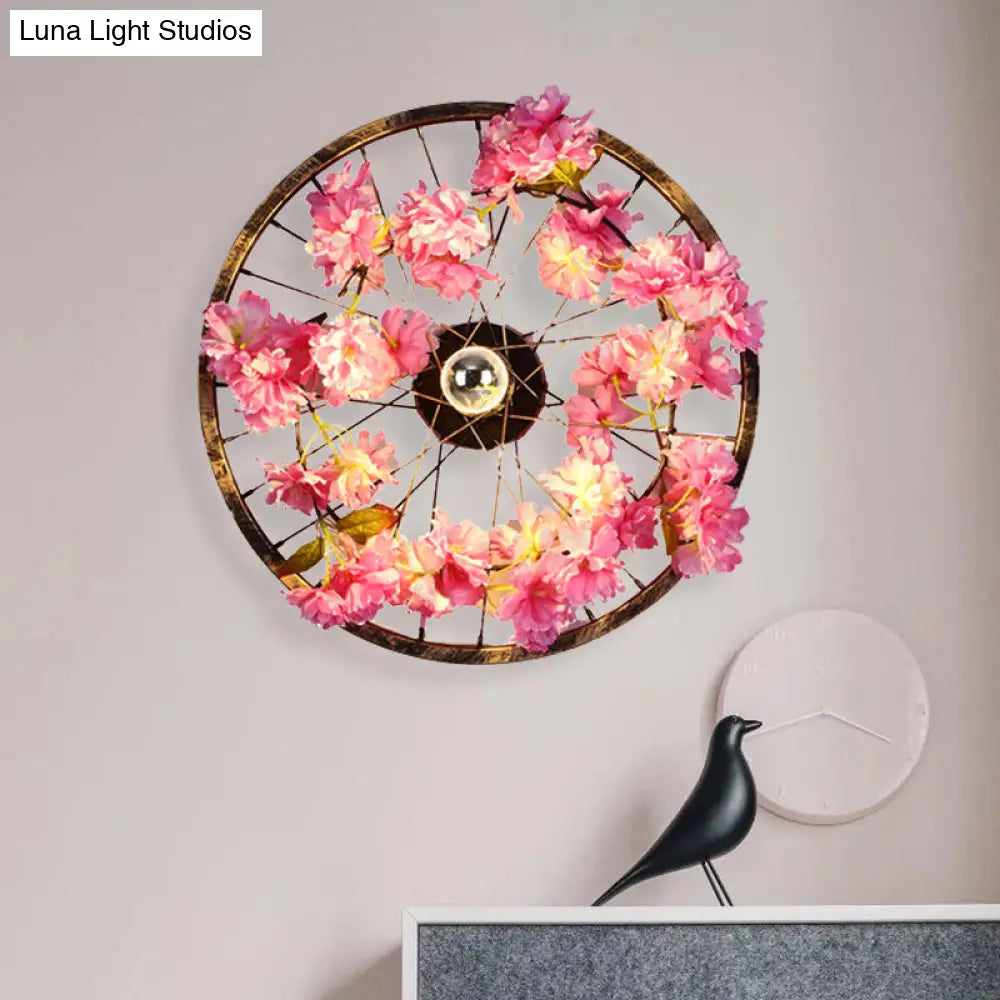 Aplique de pared antiguo con forma de flor de cerezo, iluminación LED y base de latón, diámetro de 32 a 52 cm (12,5 a 20,5 pulgadas).