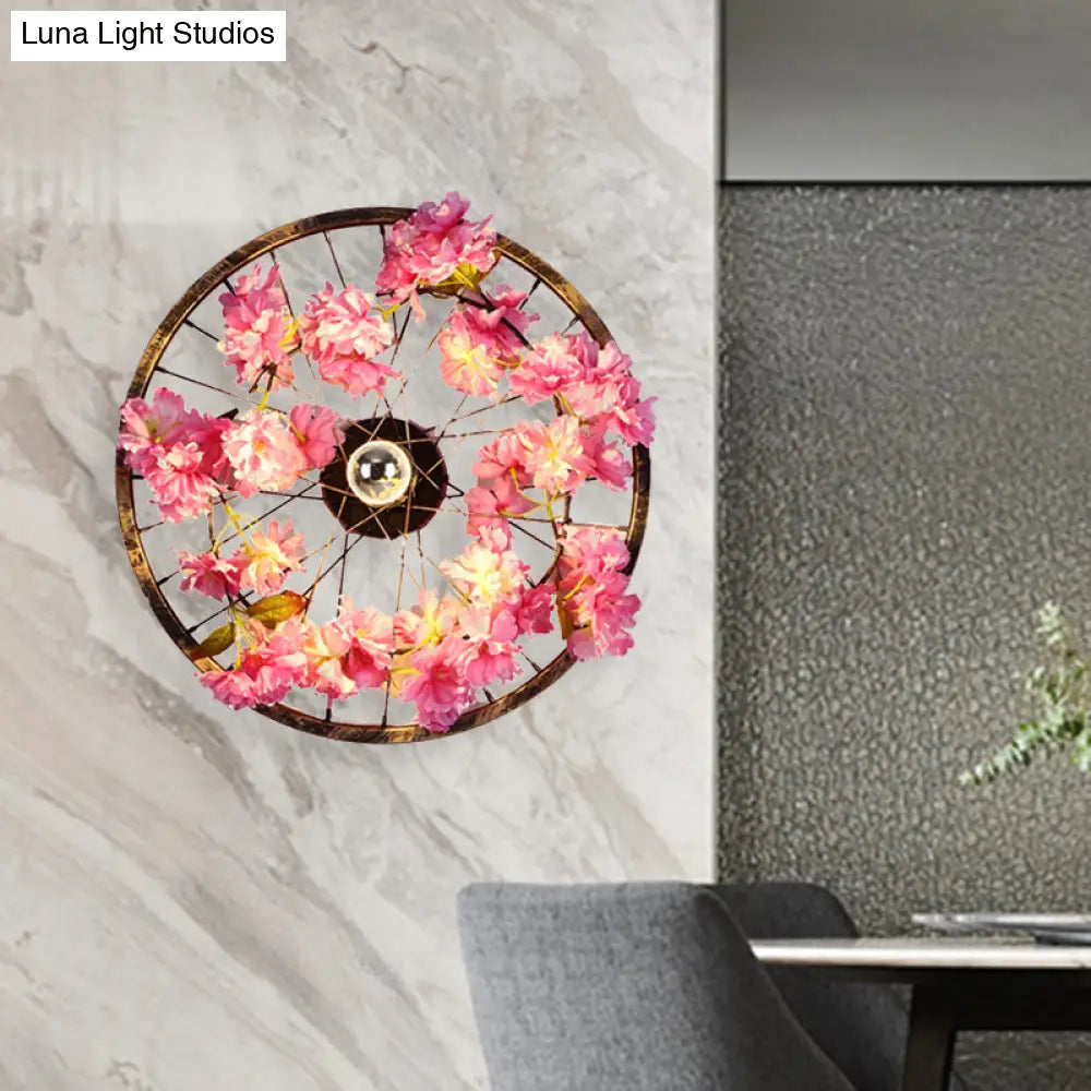 Aplique de pared antiguo con forma de flor de cerezo, iluminación LED y base de latón, diámetro de 32 a 52 cm (12,5 a 20,5 pulgadas).